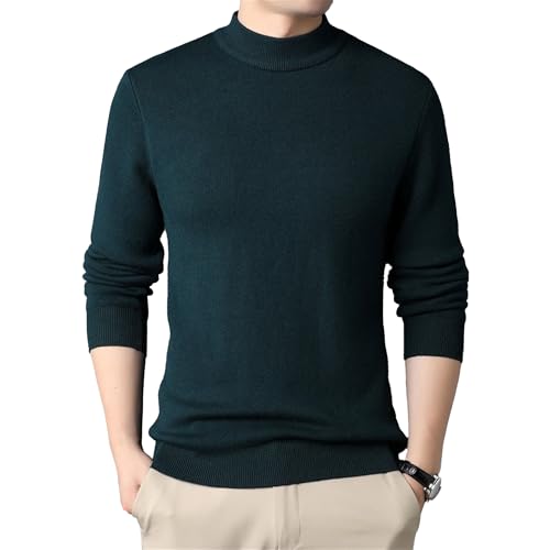 Mens Mock Turtleneck Pullover Sweater Long Sleeve Half Neck Knitted Sweaters Slim Fit Casual Plain Thermal Sweater