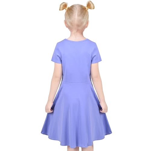 Image of Sunny Fashion Girls Dress Colorful Striped Knitted Cotton Stretch School