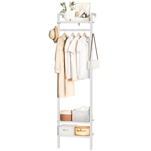 YMYNY Perchero de Pared, Perchero de Almacenaj, Alto 180CM, Perchero para Ropa, Organizador de Almacenamiento de Pared, para Dormitorio, Salón, Estilo Industrial Blanco HGR003W