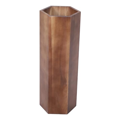 Kichvoe Wooden Umbrella Stand for Entryway, Wooden Umbrella Bucket Rustic Umbrella Holder Freestanding Cane Stand Umbrella Rack Tall Basket Flower Vase for Walking Stick