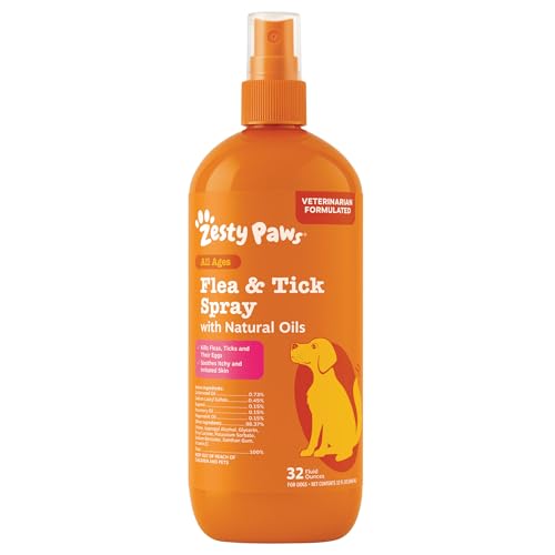 Zesty Paws Flea and Tick Spray for Dogs - Kill Fleas, Ticks & Their Eggs - Veterinarian Formulated -...