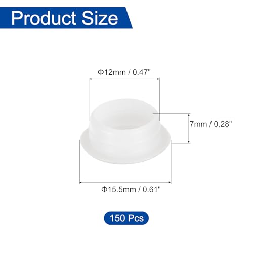 Image of uxcell 150Pcs Screw Hole Plugs, 12mm(1 /2 inch) Dia Plastic Round Button Plugs Snap in Locking Hole Covers Flush Type Caps for Furniture Cabinet, Transparent