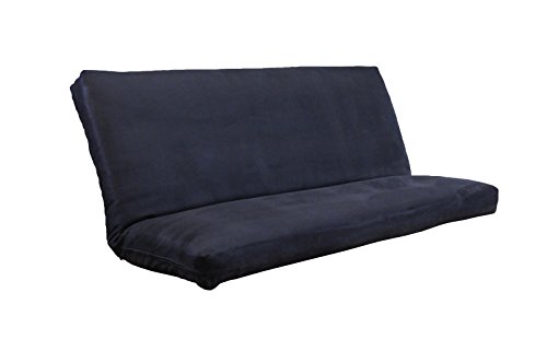 St Paul Furniture Full Size Futon Cover Only Solid Microfiber Suede Premium Collection Fits 6-8 inch Futons Mattress (Black)