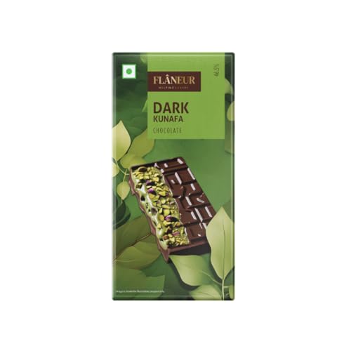 Image of Flaneur Dark Kunafa Chocolate Bar, 50 gm | Premium Chocolate Bar (inspired from Traditional Dubai Sweet) - Crunchy Kataifi Layers & Smooth Pistachio Cream Coated with Rich Dark Chocolate | Perfect for Gifting, Dessert, & Everyday Indulgence by Haldiram