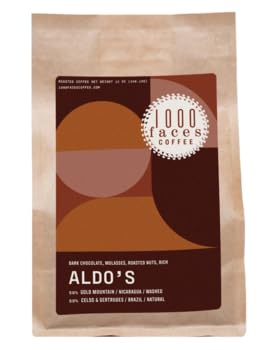 1000Faces Coffee "Aldo's Blend" Medium Roasted Organic Whole Bean Coffee - 5 Pound Bag