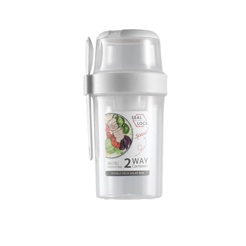 Shiying ランチボックス サラダカップ ポット 取り外し可能なドレッシング ソースカップ 蓋付き 食品 スナック フルーツ ミルクを入れるための蓋付き 軽量 ポータブル 漏れ防止 食品グレードのPP製 赤ちゃん 大人 オフィスでの使用に適しています