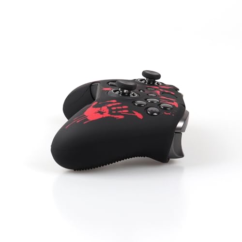 Image of RALAN Laser Blood Handprint Design Controller Skin with 4 Thumb Grips for Xbox Elite Wireless Controller Series 2 Core, Anti-Slip Silicone Controller Cover Protector Case