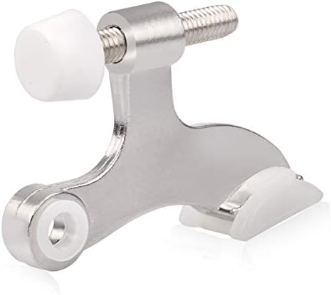HOMOTEK 8 Pack Hinge Pin Satin Nickel Door Stopper,Adjustable Deluxe Heavy Duty Door Stopper 2-1/2"x1-3/4",with White Rubber Bumper Tips