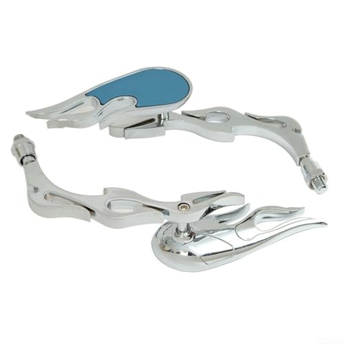 Rétroviseur moto et scooter vintage bleu en alliage d'aluminium et coque ABS