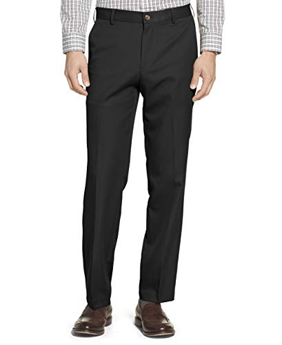 Arrow 1851 mens Flat Front Straight Fit Solid Twill Micro Dress Pants, Charcoal, 34W x 32L US