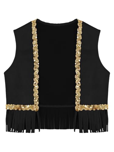 Big Girls Cowgirl Jacket Faux Suede Vest Sequins Tassel Waistcoat Rodeo Outfit