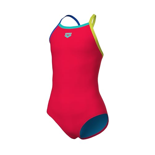 Image of Arena Girls' Feel Solid Light Drop Back Swimsuit Thin Straps Stretchy One Piece Kids Bathing Suit
