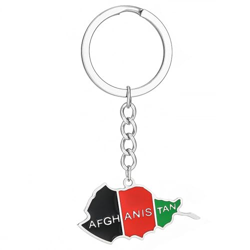 Geavonyg Tendy Afghanistan Carte Keychain Steel Bijoux Gold Silver Flag Keyring Clé Pendants Women Men Handbag Handbag Afghanistan Carte