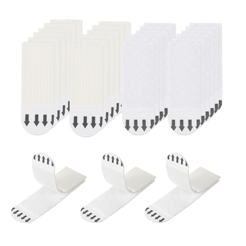 Image of PATIKIL 64 Pairs (128 Strips) Picture Hanging Strips, Heavy Duty Picture Hanging Strips Kit Removable Wall Hanging Strips Without Nails for Decorations, White 46x16mm