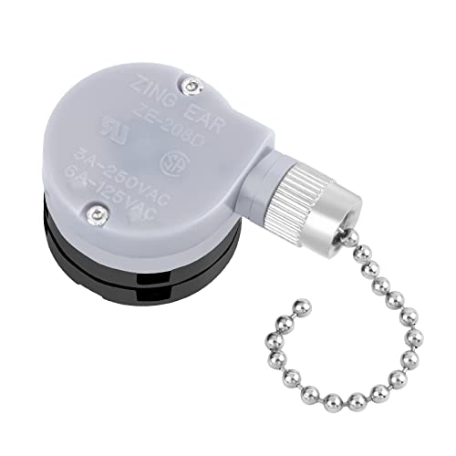 Image of Ceiling Fan Switch ZE-208D, 3 Speed 5-8 Wire Ceiling Fan Replacement Parts Appliances Fan Speed Control Pull Chain Switch (Nickel Chain)