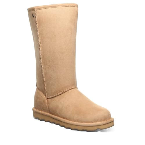 BEARPAW Women's Elle Tall Vegan Iced Coffee Size 10 | Women's Boot Classic Suede | Women's Slip On Boot | Comfortable Winter Boot