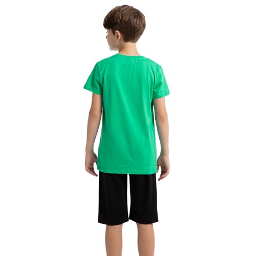 Image of amropi Boys Shorts Set Cotton T-Shirt and Short Pants 2 Pieces Summer Tracksuit for Age 2-12 Years