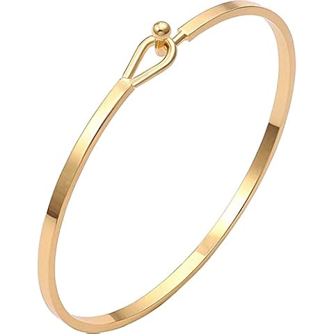 18K Gold Plated Bracelet for Women, Dainty Cuff Bracelets Hook Bangle Bracelet Handmade Jewelry for Womens Birthday Gifts for Her Cover