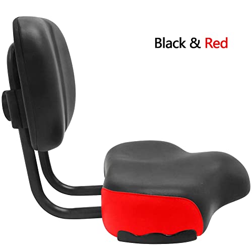 Eachbid Backrest Saddle Bike Seat With Backrest,11.5"X9.5" Wider Replacement Soft Back Rest,Bicycle Tricycle Seat Cushion With Back Rest,Oversize Comfort Saddle With With Back Support (Black-Red) #TOP7