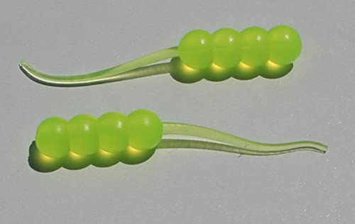 Dancing Waxie 1.5 Inch Panfish Bait - 40 Pack - Baitfish Scented (Chartreuse Glow) #TOP6