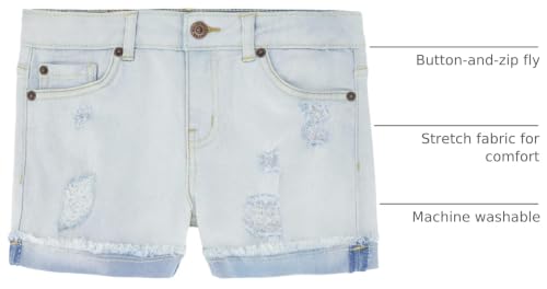 Image of Lucky Brand Girls' Cuffed Jean Shorts, Stretch Denim with 5 Pockets, Mid to High Rise Waist