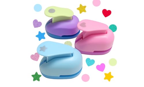 3 piezas troqueladora para papel, troqueladora decorativa, perforadora de círculo, estrella, corazón para scrapbooking, manualidades, pintura decorativa marcapáginas