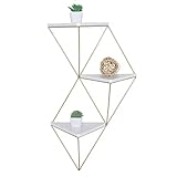 Sheffield Home 15.5x27.5 Inch Decorative Geometric Triangular Metal and Wood Floating Shelf, Gold an