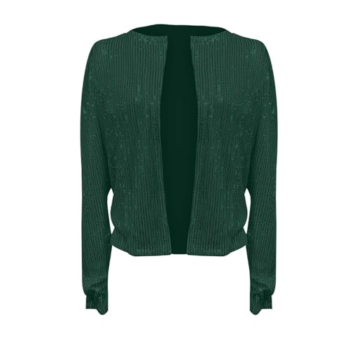 Fini les tenues ternes avec ce haut col montant pailleté court et uni