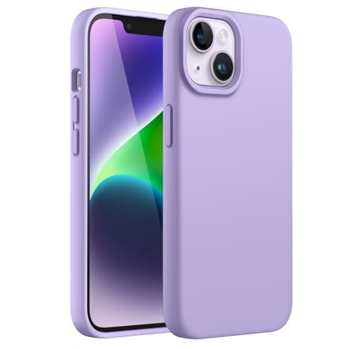 JETech Silicone Case for iPhone 14 6.1-Inch, Silky-Soft Touch Full-Body Protective Phone Case, Shockproof Cover with Microfiber Lining (Light Purple)