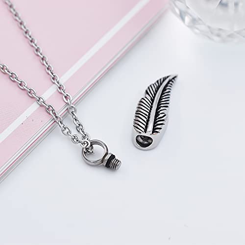 Feather Urn Necklace Hold Cremation Ashes Keepsake Memorial Jewelry Stainless Steel Personalized Funeral Jewelry for Women Men3