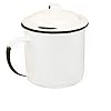 Mug enamelware white with black trim 3 inch primitive country rustic enamel home decor  urban country home decor