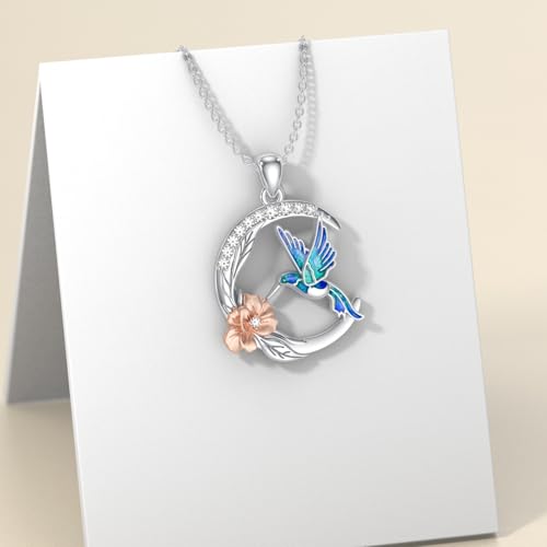 Diamond Hummingbird Necklace for Women 925 Sterling Silver Hummingbird Pendant Necklace Animal Jewelry Christmas Birthday Gifts for Mom Wife Girlfriend2