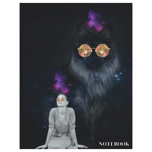 Vintage Surrealism Themed Notebook: Black Silver Maine Coon Cat (Matte, 110 Pages, College Ruled Notebook, 8.5x11)