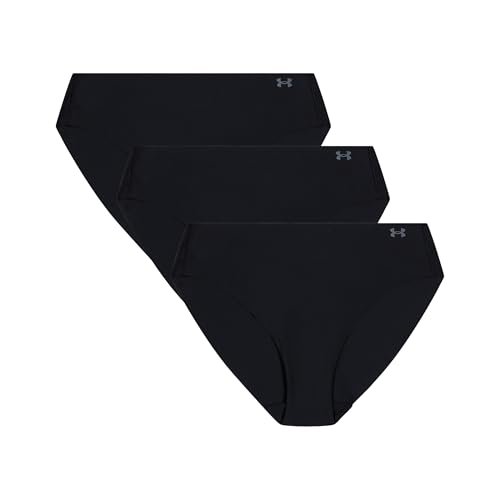 Image of Under Armour Women's 3-Pack Pure Stretch No Show Bikini Underwear – Seamless Invisible Fit, No VPL, Ultra-Soft, All-Day Comfort - Black - L
