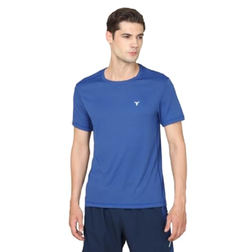 Image of TECHNOSPORT Men's Slim Fit Polyester Activewear Sports T-Shirt with Moisture-Wicking Comfort for Workout, Running & Gym