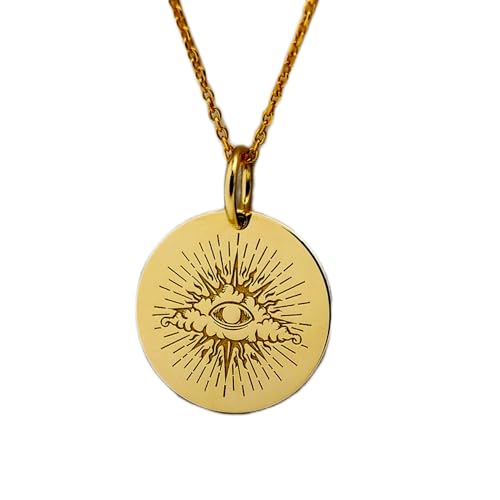 Collier pendentif troisième œil en argent plaqué or bijou raffiné LKBEADS