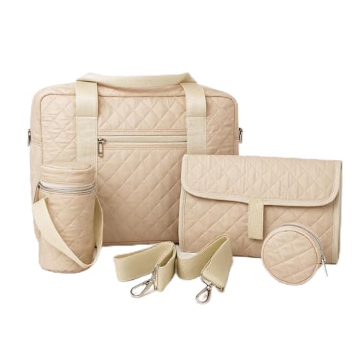 Bolso Maternidad Hospital lista para parto y uso diario Pack de 4 piezas – Bolso cambiador bebé premium y organizado para mamás modernas, con portabiberón, cambiador impermeable y accesorios elegantes