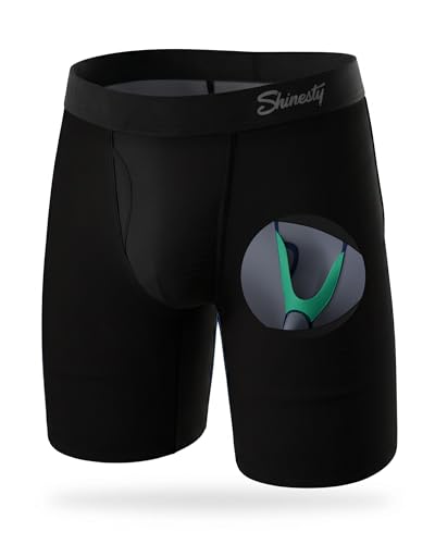 Shinesty Hammock Support Mens Underwear with Pouch | Long Boxer Briefs for Men | US Large Black