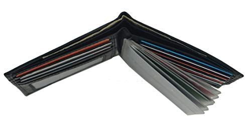 Leather European Bifold Hipster Mens Wallet With Heavy Duty Vinyl Wallet Insert (Black)4