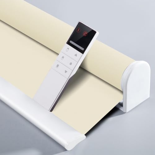 ZSHINE Motorized Blackout Window Blinds Customize Width (23-95 Inches) Remote Control Wireless and Rechargeable Roller Shades Blinds for Windows, Home, Office, Hotel, Club, Restaurant(82010J)