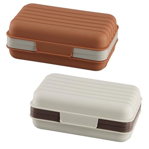 2 Pièce Boîte à Savon avec Couvercle, Porte-Savon Portable pour Voyage, Support Étanche et Scellé pour Salle de Sport, Randonnée, Camping, Maison, Salle de Bain