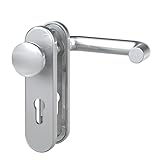 BASI | Feuerschutzbeschlag | Rosetten-Garnitur - Wechselgarnitur aus Edelstahl | Abstand 72 mm | Tür-Beschlag für Feuerschutztüren | Profilzylinder Vorrichtung | U-Form | rundes Kurzschild