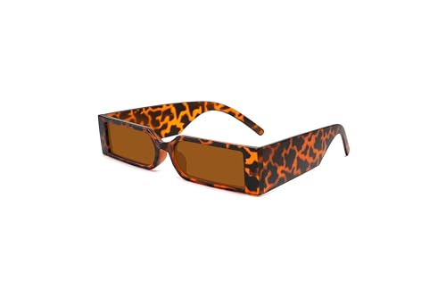 Technigadgets Axel Retro Rectangle Sunglasses Small Frame Vintage Eyeglasses For Men Women Outdoor Fashion Eyewear UV Protection Mens Womens Gift Leopard