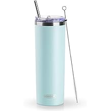 koodee 20 oz Stainless Steel Skinny Tumbler Double Wall Insulated Slim Water Tumbler Cup for Coffee, Tea Baby Blue