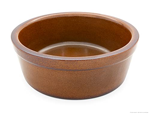 großer Schwerer Hundenapf 3,8 Liter aus Keramik 28x11 cm Fressnapf Futternapf Futterschale Napf, braun