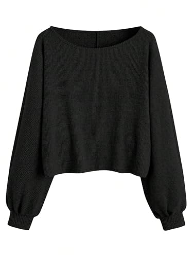 Women's Solid Long Casual Sleeve Ribbed Knit Crop Tee