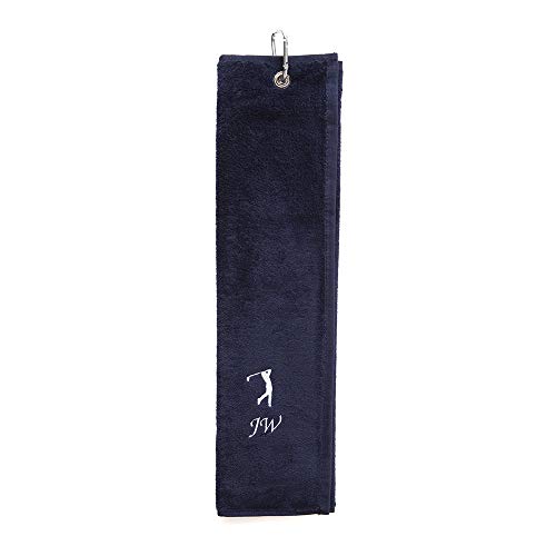 CrewGolf Personalised Golf Towel Navy Blue - Luxury Tri-Fold Any Name Towel Embroidered