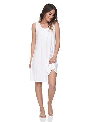 Image of GYS Cooling Bamboo Viscose Nightgowns for Women, Lightweight Sleeveless V Neck Sleep Shirt for Hot Sleepers, Soft Night dress