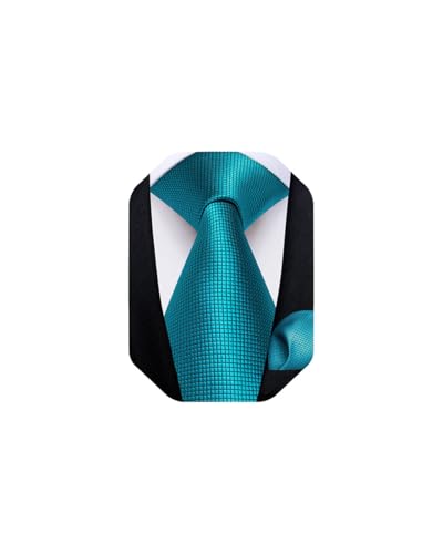Image of DiBanGu Mens Solid Color Tie and Pocket Square Set Woven Silk Plain Necktie & Handkerchief for Men Wedding Party Formal
