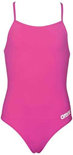 Arena Girl's Master Maxlife Sporty Thin Strap Racer Back Onepiece Swimsuit, Fresia Rose/White, 10 Years/Size 26 #TOP2